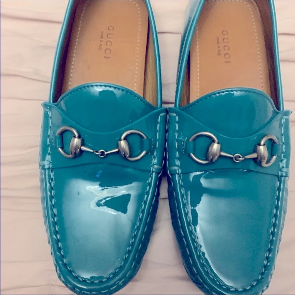 GUCCI Teal Loafer Shoes, NEW never used
